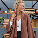 Gilet long Daphné — maille douce noisette - Quintessence