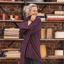 Gilet long Daphné — maille douce prune - Quintessence