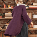 Gilet long Daphné — maille douce prune - Quintessence