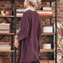 Gilet long Daphné — maille douce prune - Quintessence