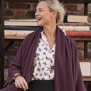 Gilet long Daphné — maille douce prune - Quintessence