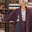 Gilet long Daphné — maille douce prune - Quintessence