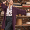Gilet long Daphné — maille douce prune - Quintessence