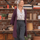 Gilet long Daphné — maille douce prune - Quintessence
