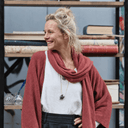 Gilet long Daphné — maille douce terracotta - Quintessence