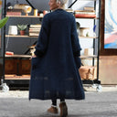 Gilet très long Théoline — mohair bleu marine - Quintessence