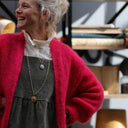 Gilet très long Théoline — mohair fuchsia - Quintessence