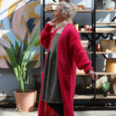 Gilet très long Théoline — mohair fuchsia - Quintessence