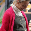 Gilet très long Théoline — mohair fuchsia - Quintessence