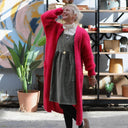 Gilet très long Théoline — mohair fuchsia - Quintessence