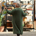 Gilet très long Théoline — mohair vert sous-bois - Quintessence
