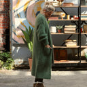 Gilet très long Théoline — mohair vert sous-bois - Quintessence