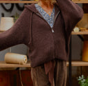 Gilet zippé à capuche Tulia — mohair chocolat - Quintessence