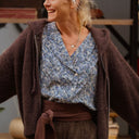 Gilet zippé à capuche Tulia — mohair chocolat - Quintessence
