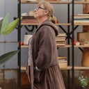 Gilet zippé à capuche Tulia — mohair chocolat - Quintessence
