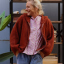Gilet zippé à capuche Tulia — mohair écureuil - Quintessence