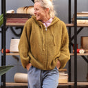Gilet zippé à capuche Tulia — mohair lichen doré - Quintessence