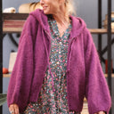 Gilet zippé à capuche Tulia — mohair lilas - Quintessence