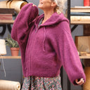 Gilet zippé à capuche Tulia — mohair lilas - Quintessence