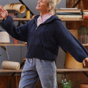 Gilet zippé à capuche Tulia — mohair marine - Quintessence