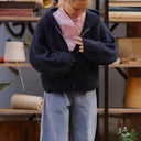 Gilet zippé à capuche Tulia — mohair marine - Quintessence