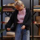 Gilet zippé à capuche Tulia — mohair noir - Quintessence