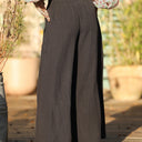 Jupe culotte Arielle en lin stone wash noir - Quintessence