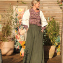 Jupe culotte Arielle en velours milleraies kaki - Quintessence