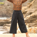 Jupe culotte Margot - sergé de coton noir - Quintessence