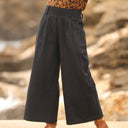 Jupe culotte Margot - sergé de coton noir - Quintessence