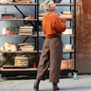 Jupe culotte Margot sergé de coton stretch chocolat - Quintessence
