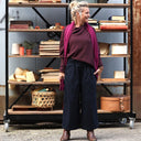 Jupe culotte Margot sergé de coton stretch marine - Quintessence