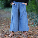 Jupe culotte Margot velours côtelé bleu navy - Quintessence