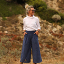 Jupe culotte Margot - velours côtelé bleu océan - Quintessence