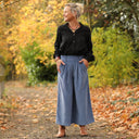 Jupe culotte Margot - velours côtelé bleu officier - Quintessence