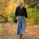 Jupe culotte Margot - velours côtelé bleu officier - Quintessence