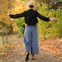 Jupe culotte Margot - velours côtelé bleu officier - Quintessence