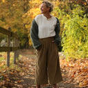 Jupe culotte Margot - velours côtelé kiwi - Quintessence