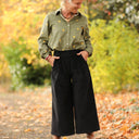 Jupe culotte Margot - velours côtelé noir - Quintessence