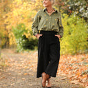 Jupe culotte Margot - velours côtelé noir - Quintessence