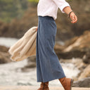 Jupe culotte Margot - velours milleraies bleu officier - Quintessence