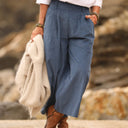 Jupe culotte Margot - velours milleraies bleu officier - Quintessence