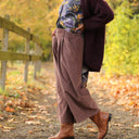 Jupe culotte Margot - velours milleraies moka - Quintessence