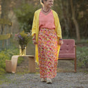 Jupe longue Maya Double gaze de coton “Fleurs en Feu” | Quintessence