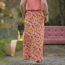 Jupe longue Maya Double gaze de coton “Fleurs en Feu” | Quintessence