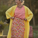 Jupe longue Maya Double gaze de coton “Fleurs en Feu” | Quintessence