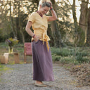 Jupe longue Maya double gaze de coton prune | Quintessence