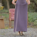 Jupe longue Maya double gaze de coton prune | Quintessence