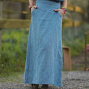 Jupe longue Maya lin chiné denim | Quintessence
