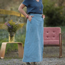 Jupe longue Maya lin chiné denim | Quintessence